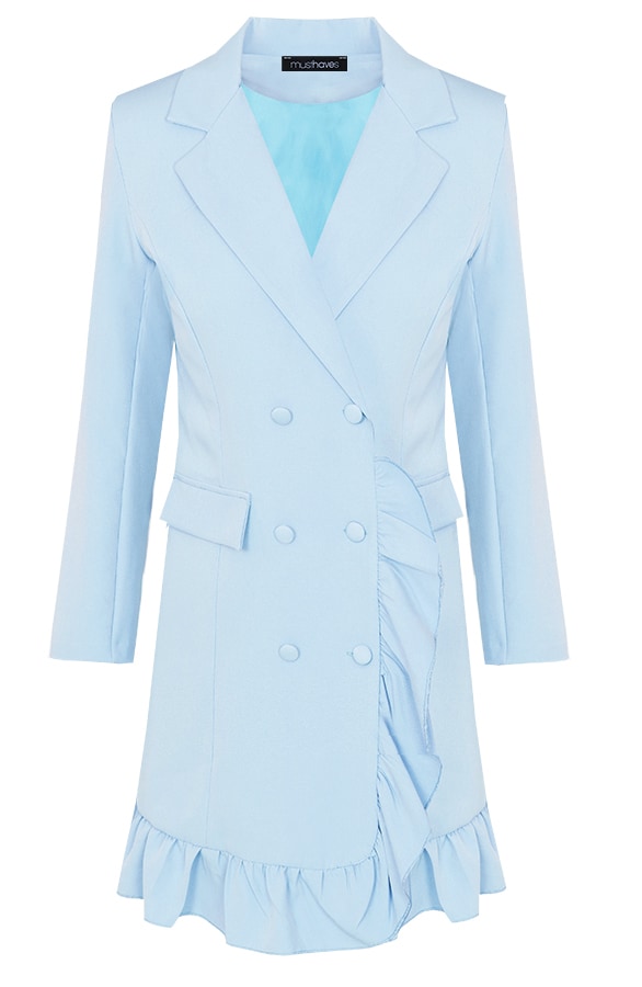 Blazer Dress Button Babyblauw – shoparchief