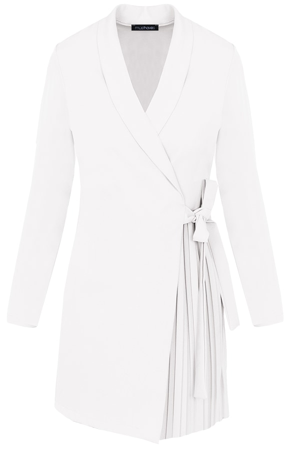 Blazer Dress Met Plooien Offwhite – shoparchief