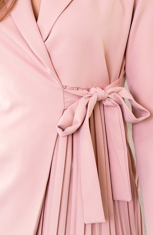 Blazer Dress Met Plooien Roze – shoparchief, foto 4