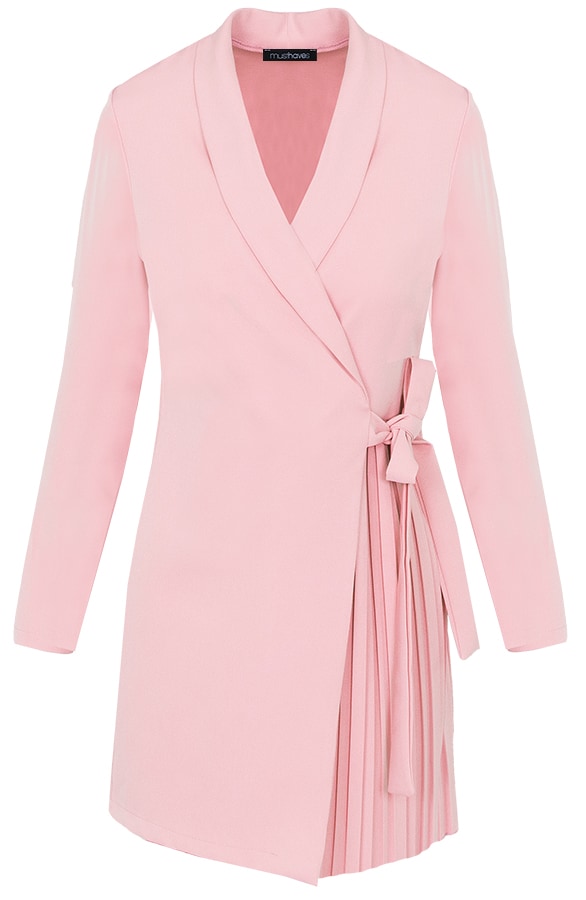 Blazer Dress Met Plooien Roze – shoparchief
