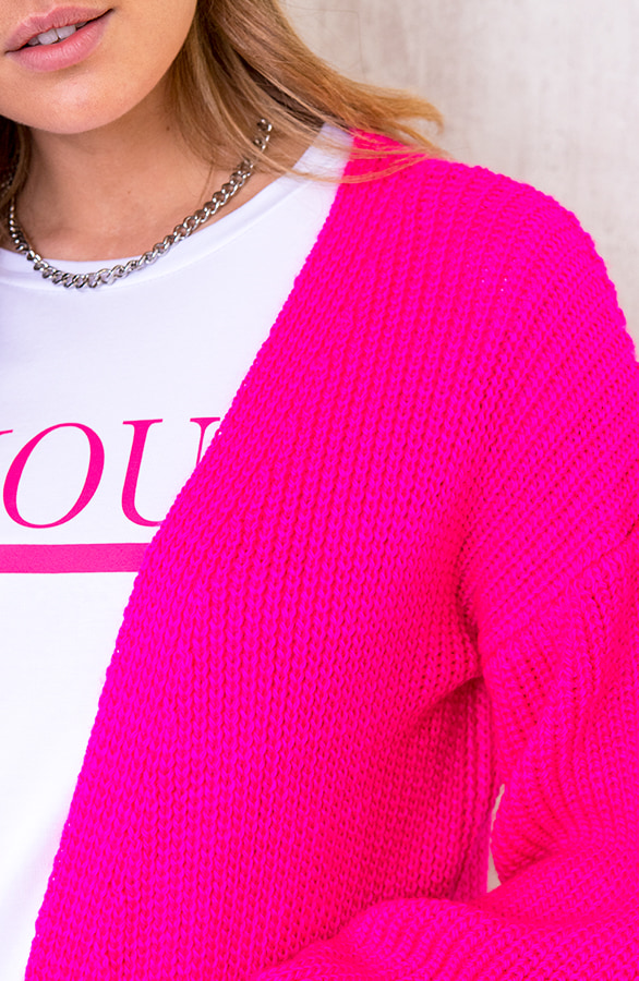 Gebreid Vest Lang Neon Fuchsia – shoparchief, foto 3