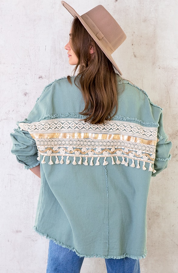 Ibiza Tassel Jacket Oversized Mint – shoparchief