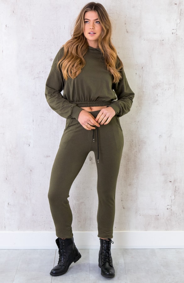 Jogging Cropped Hoodie Legergroen – shoparchief, foto 5