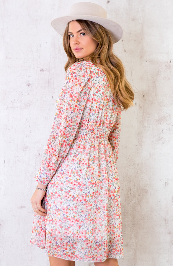 Jurk Met Bloemen Dames Oranje – shoparchief, foto 5