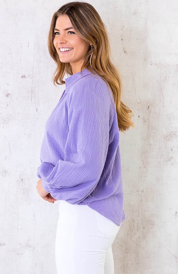 Katoenen Oversized Blouse Lila – shoparchief, foto 4