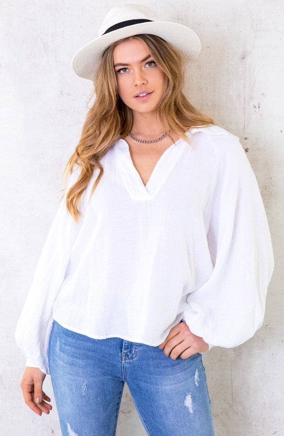 Katoenen Oversized Blouse Offwhite – shoparchief