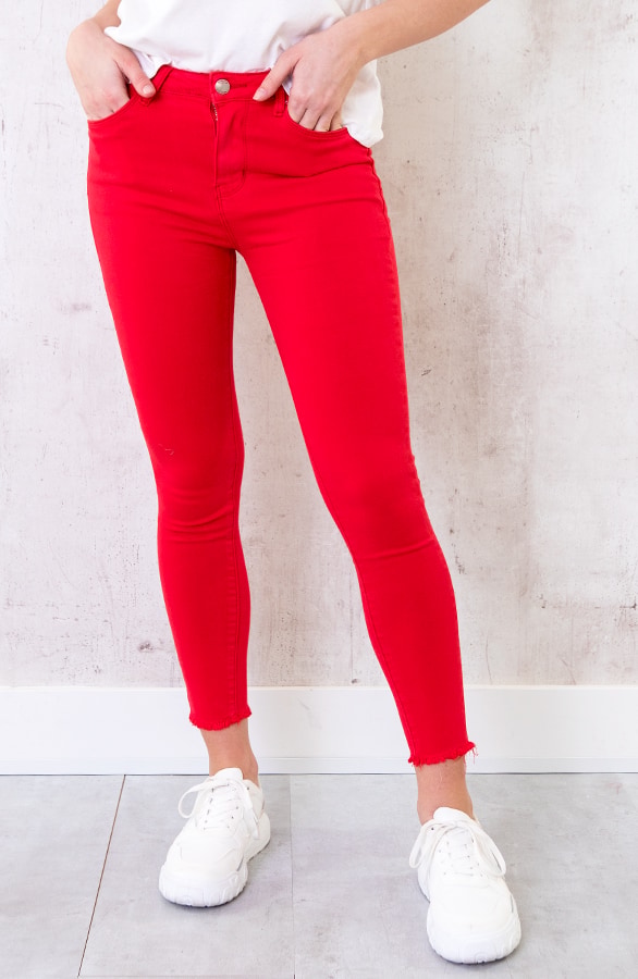 Mid Waist Skinny 7/8 Rood – shoparchief