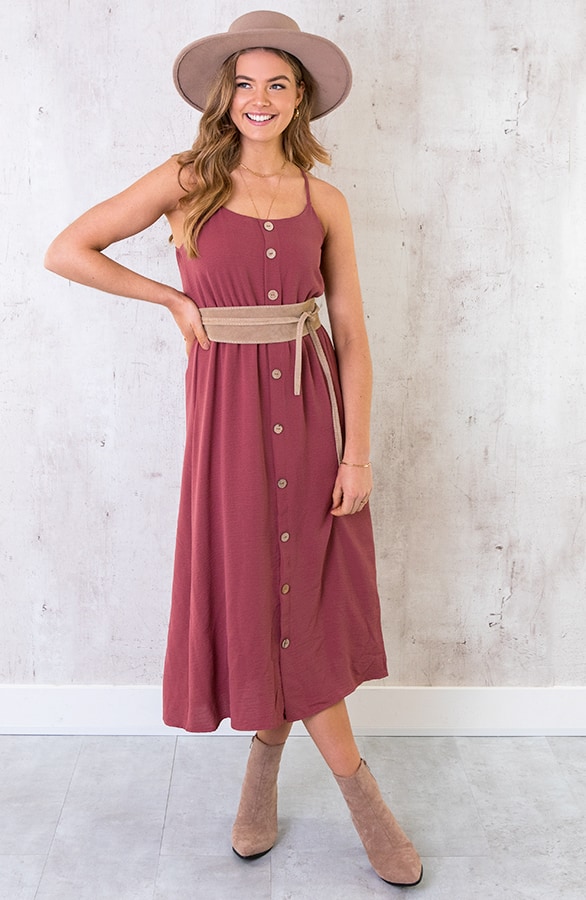 Midi Jurk Knopen Santorini Roze – shoparchief, foto 2