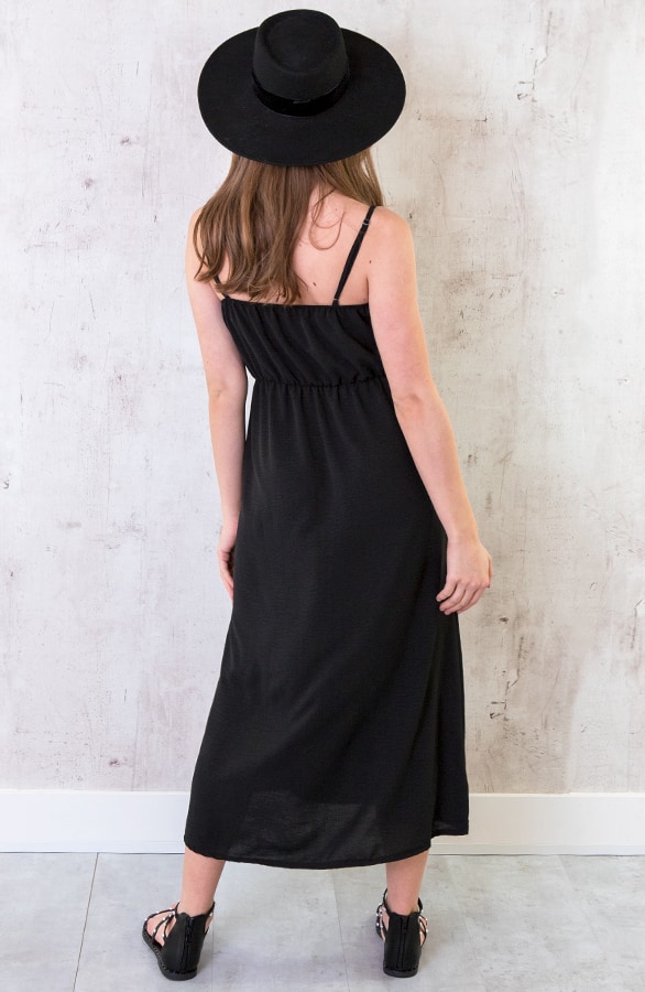 Midi Jurk Knopen Santorini Zwart – shoparchief, foto 3