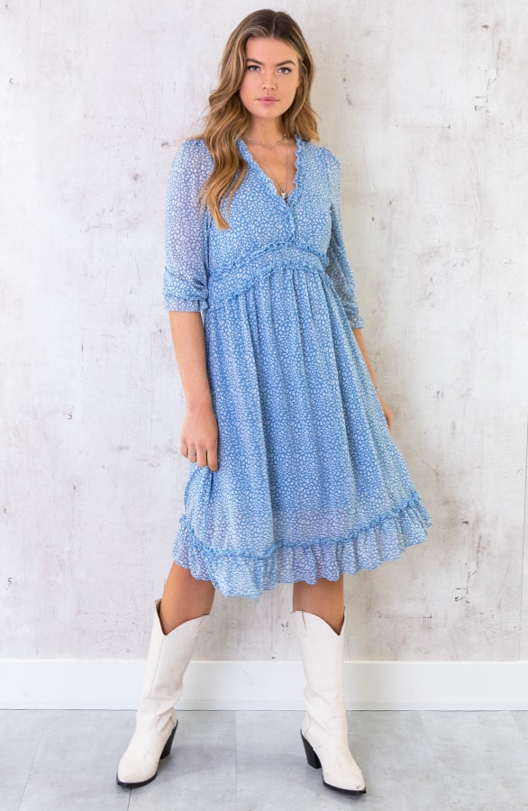 Midi Jurk Met Panterprint Blauw – shoparchief, foto 2