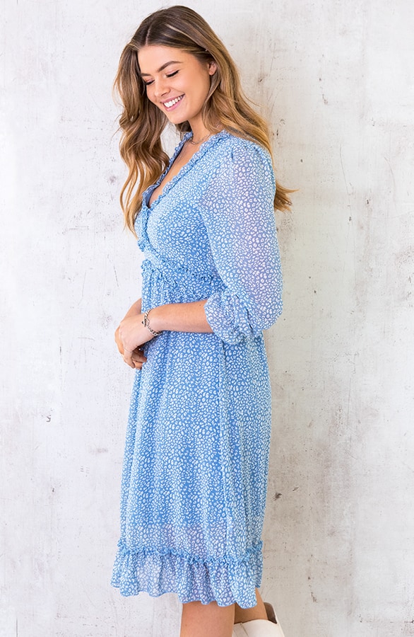 Midi Jurk Met Panterprint Blauw – shoparchief, foto 3