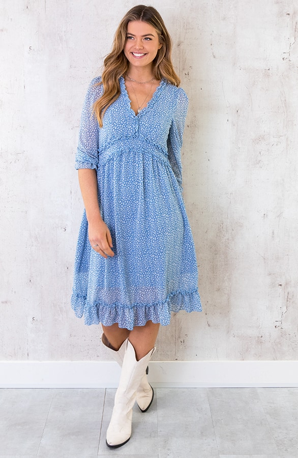 Midi Jurk Met Panterprint Blauw – shoparchief, foto 6