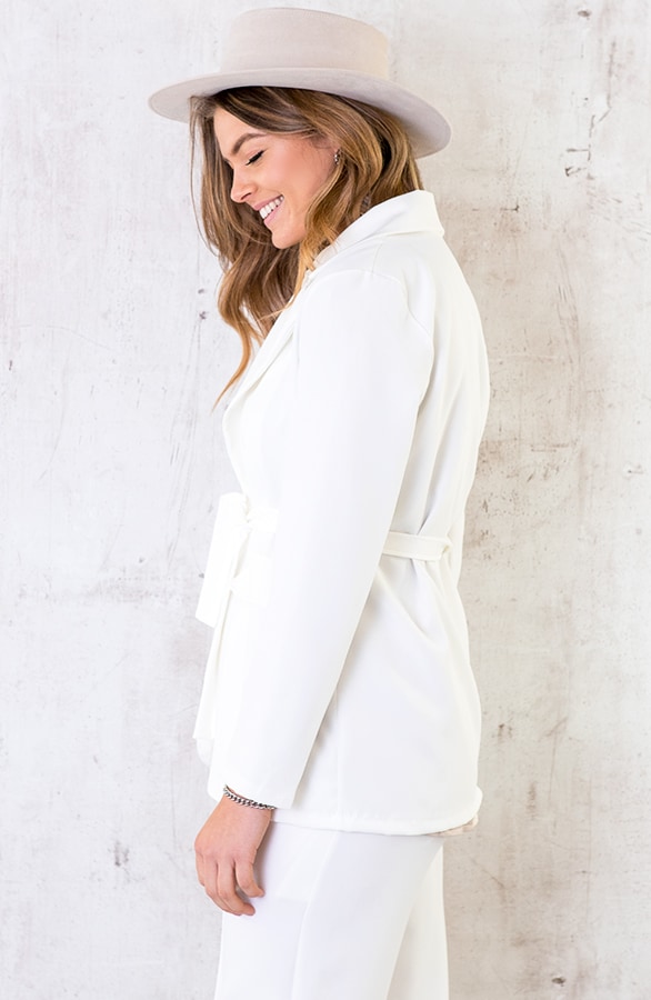 Oversized Blazer Met Strik Offwhite – shoparchief, foto 4
