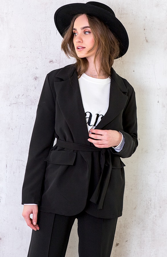 Oversized Blazer Met Strik Zwart – shoparchief, foto 4