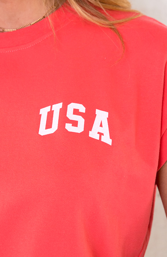 Oversized USA Top Oranje – shoparchief, foto 3