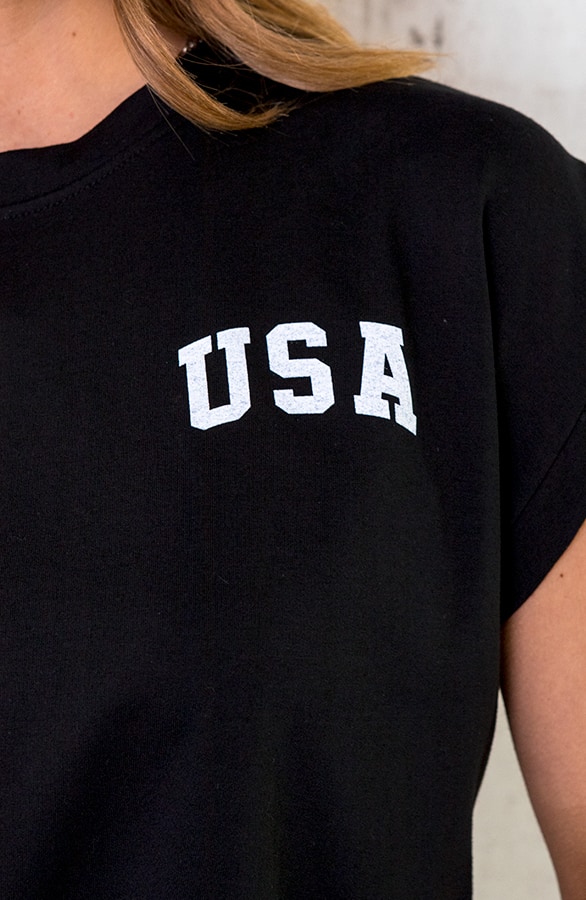 Oversized USA Top Zwart – shoparchief, foto 5