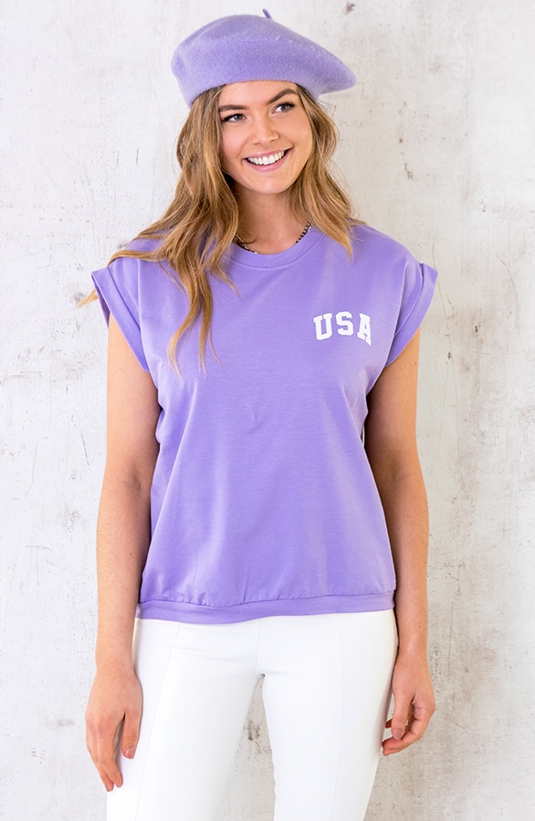 Oversized USA Top lila – shoparchief