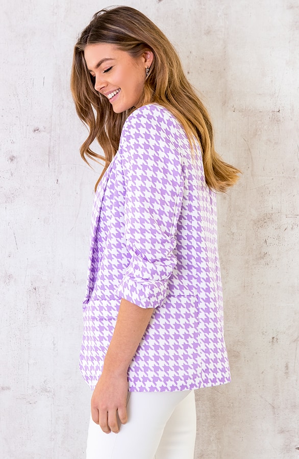 Pied De Poule Blazer Lila – shoparchief, foto 3