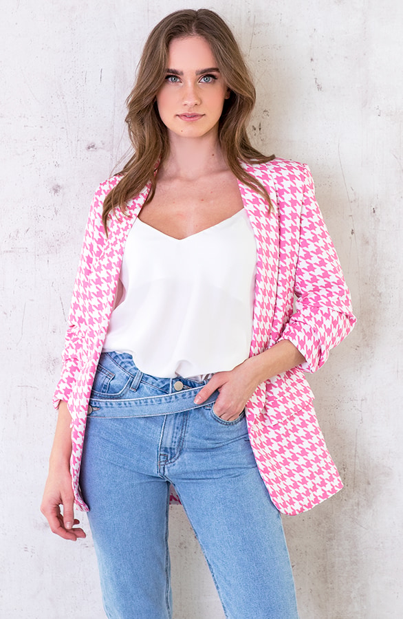 Pied De Poule Blazer Roze – shoparchief, foto 5
