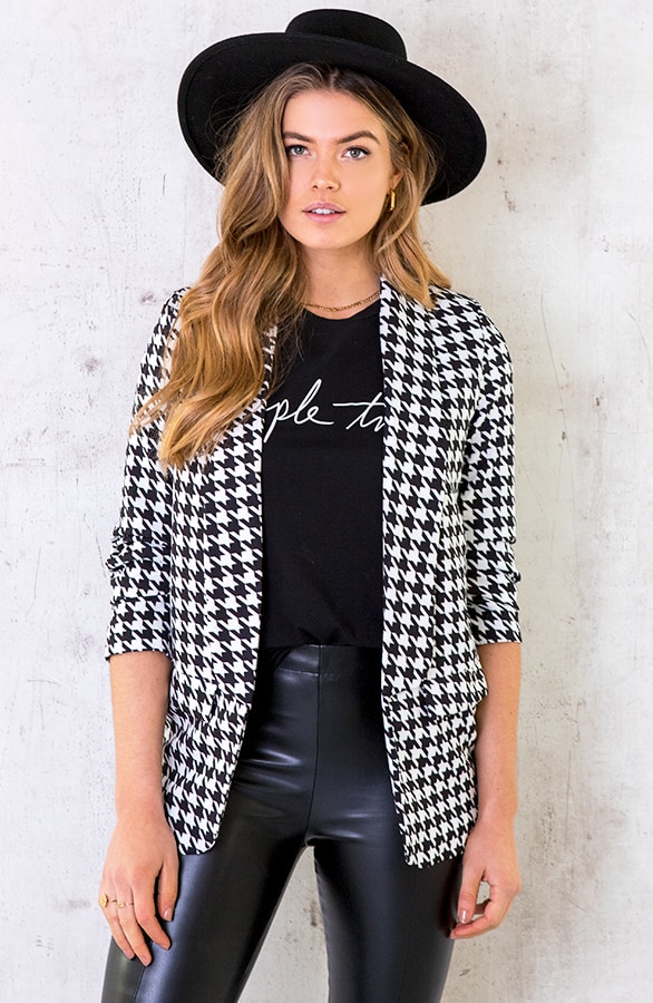 Pied De Poule Blazer Zwart – shoparchief