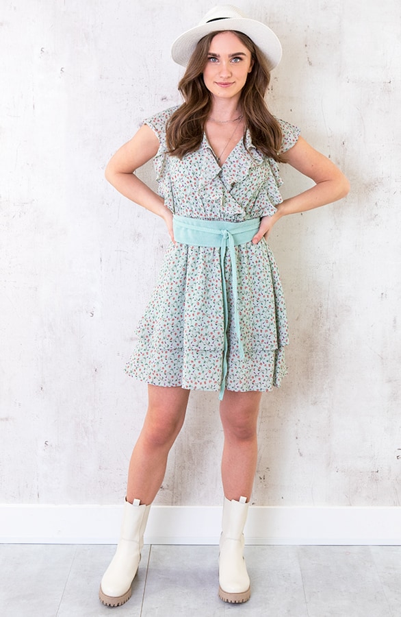 Ruffle Floral Dress Mint – shoparchief