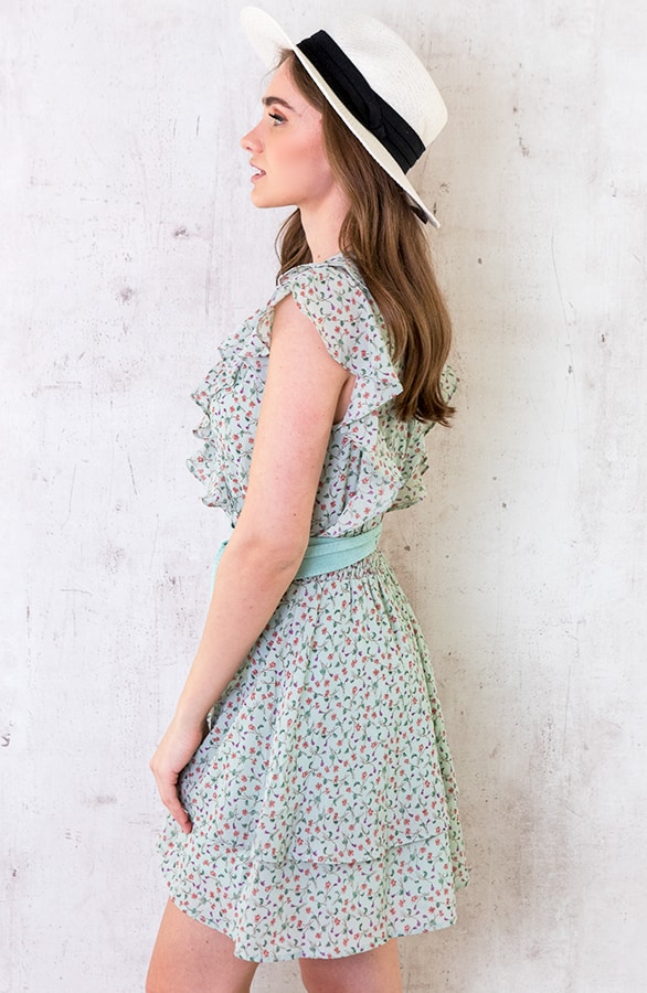 Ruffle Floral Dress Mint – shoparchief, foto 2
