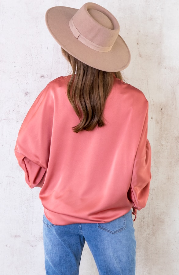 Oversized Silk Lace Blouse Dust Roze – shoparchief, foto 5