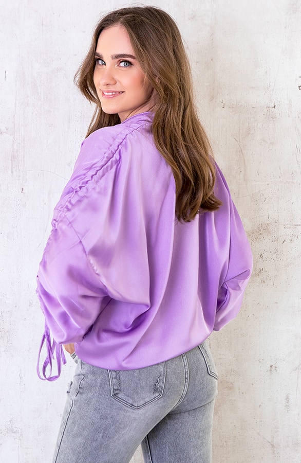Oversized Silk Lace Blouse Lila – shoparchief, foto 5
