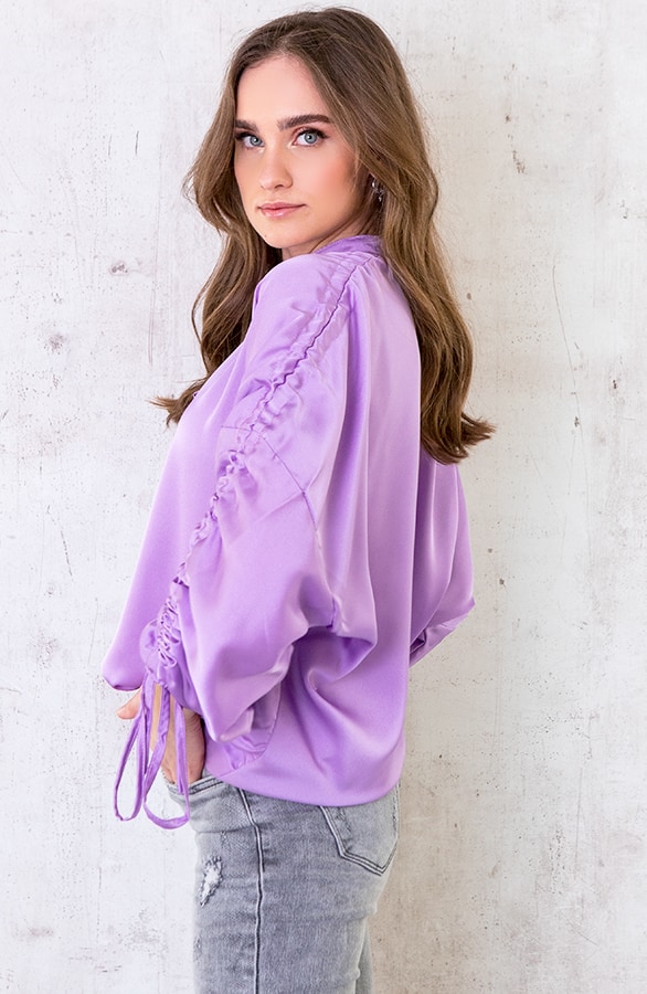 Oversized Silk Lace Blouse Lila – shoparchief, foto 2