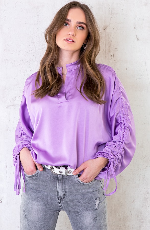 Oversized Silk Lace Blouse Lila – shoparchief