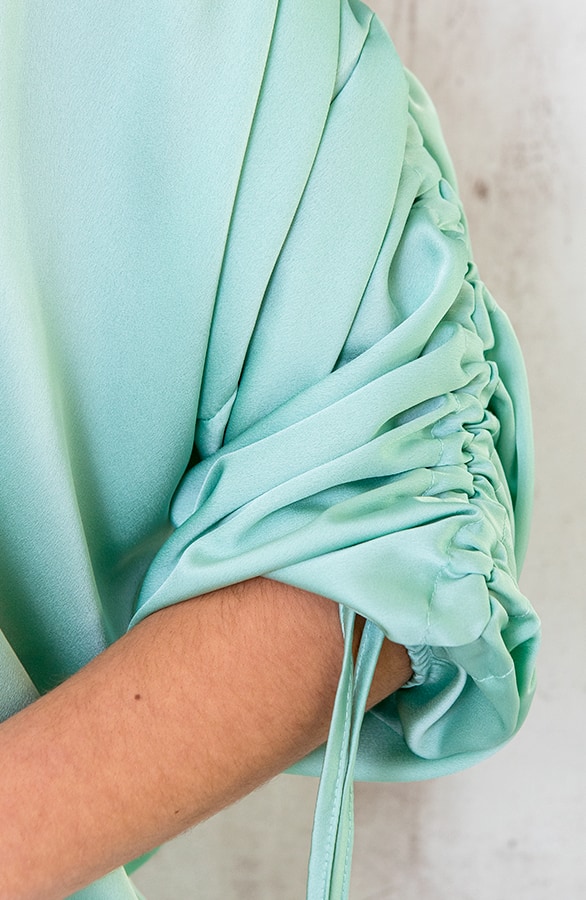 Oversized Silk Lace Blouse Mint – shoparchief, foto 3