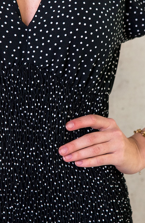 Smocked Jurk Met Stippen Zwart – shoparchief, foto 5