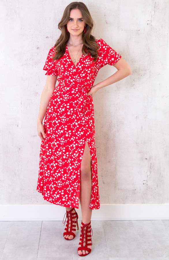 Split Dress Madelief Rood – shoparchief, foto 4