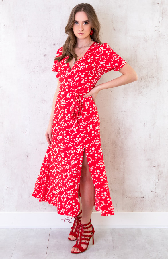 Split Dress Madelief Rood – shoparchief, foto 5
