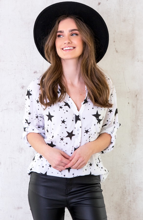 Sterrenprint Blouse Wit – shoparchief, foto 2
