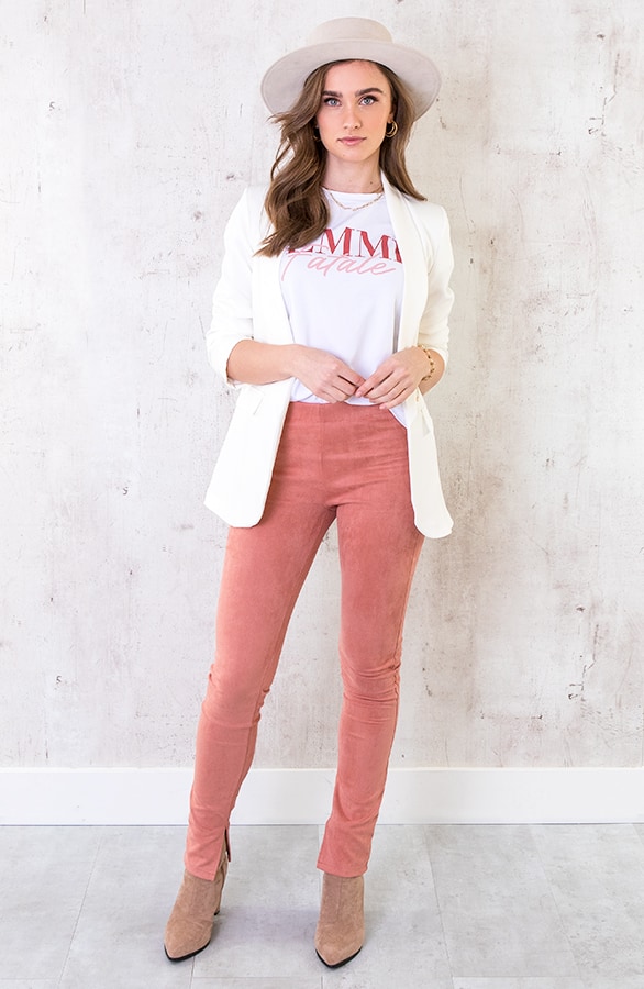 Suedine Pants Split Koraal – shoparchief, foto 2