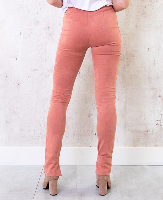 Suedine Pants Split Koraal – shoparchief, foto 5