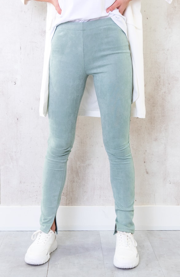 Suedine Pants Split Mint – shoparchief