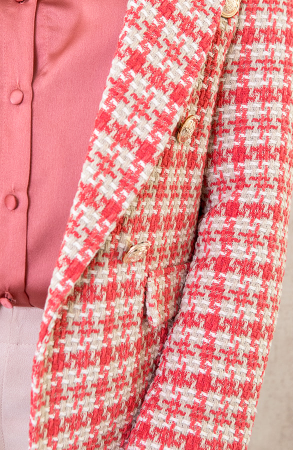 Tweed Button Blazer Koraal – shoparchief, foto 2