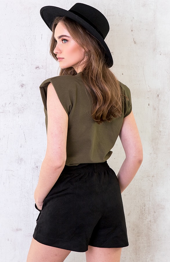 Suedine Short Met Zakken Zwart – shoparchief, foto 8