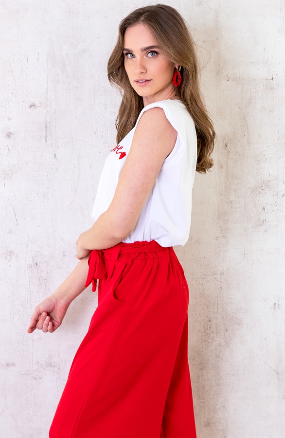 Top Met Schoudervulling Love Wit – shoparchief, foto 3