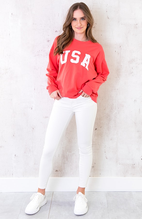 USA Sweater Dames Koraal Oranje – shoparchief, foto 2