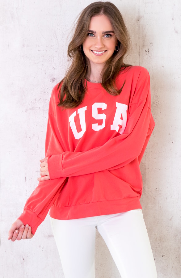 USA Sweater Dames Koraal Oranje – shoparchief