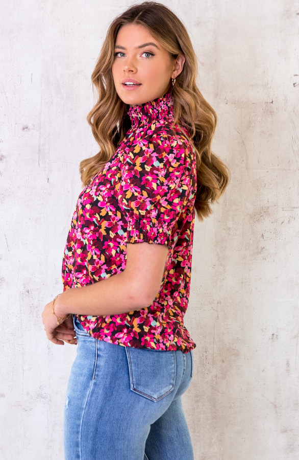 Bloemenprint Col Top Fuchsia Zwart – shoparchief, foto 6
