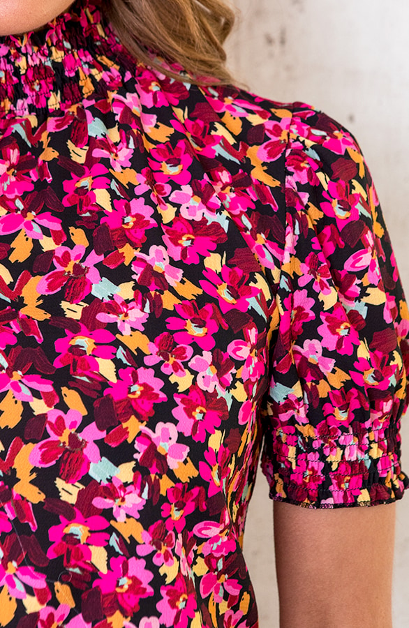 Bloemenprint Col Top Fuchsia Zwart – shoparchief, foto 4