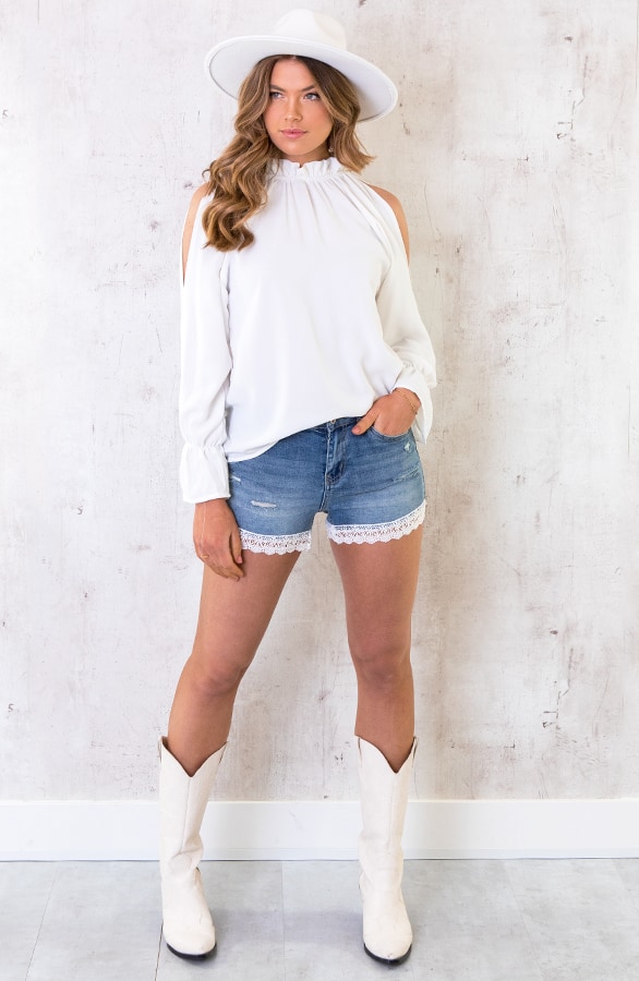 Cold Shoulder Blouse Ecru – shoparchief