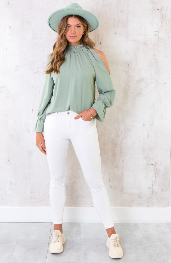 Cold Shoulder Blouse Mint – shoparchief, foto 5