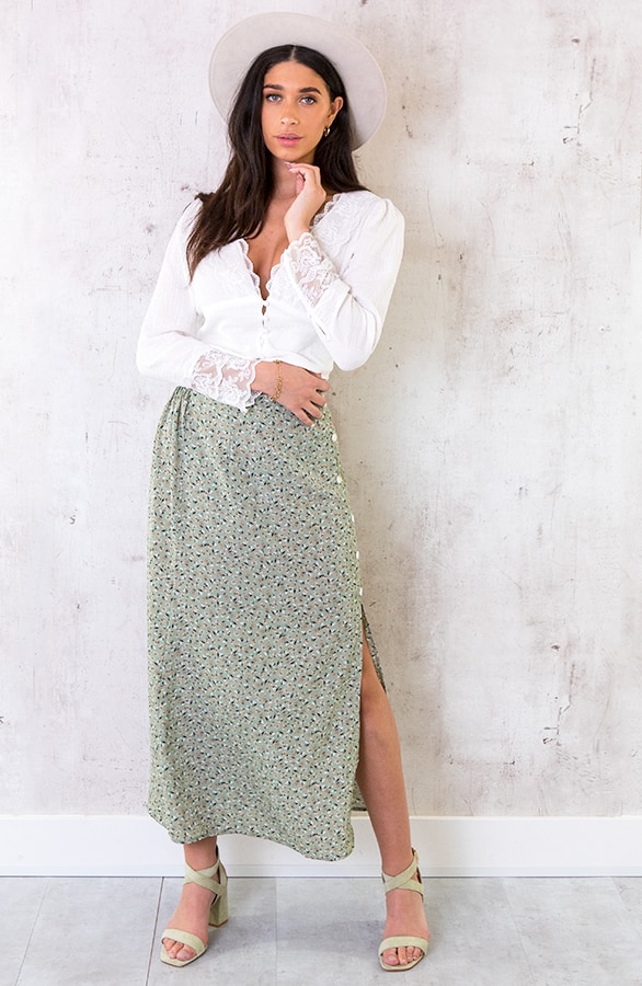 Cropped Blouse Romance Wit – shoparchief, foto 4