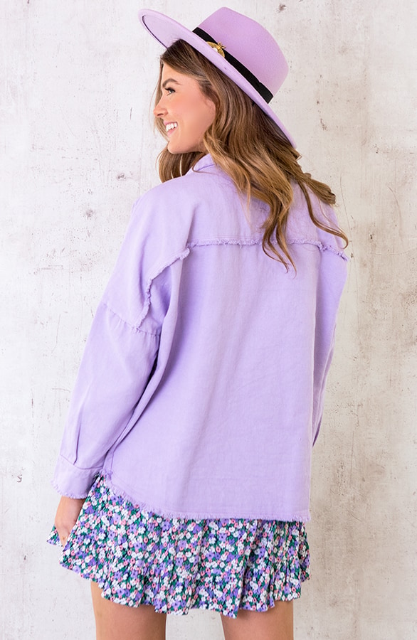 Denim Embroidery Jacket Lila – shoparchief, foto 5