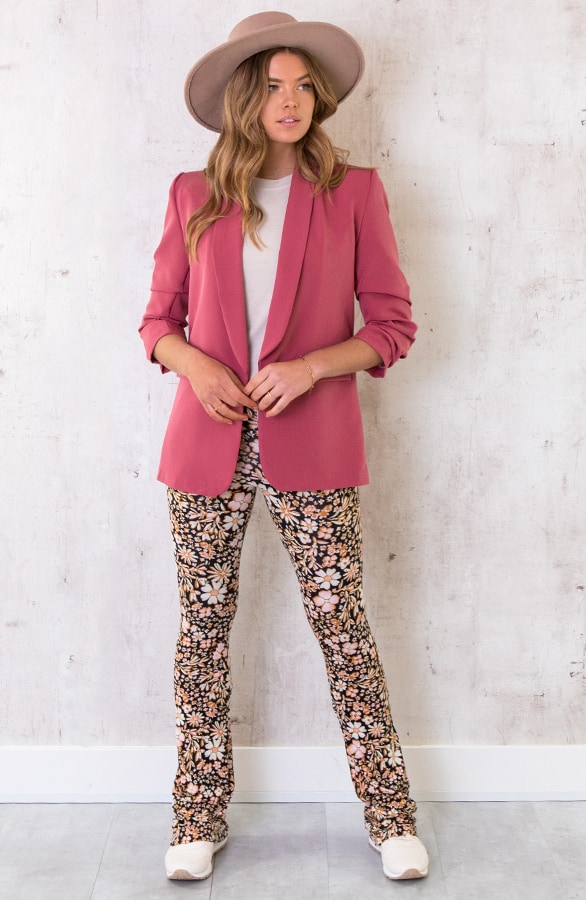Flared Broek Bloemen Zwart Oranje – shoparchief, foto 2